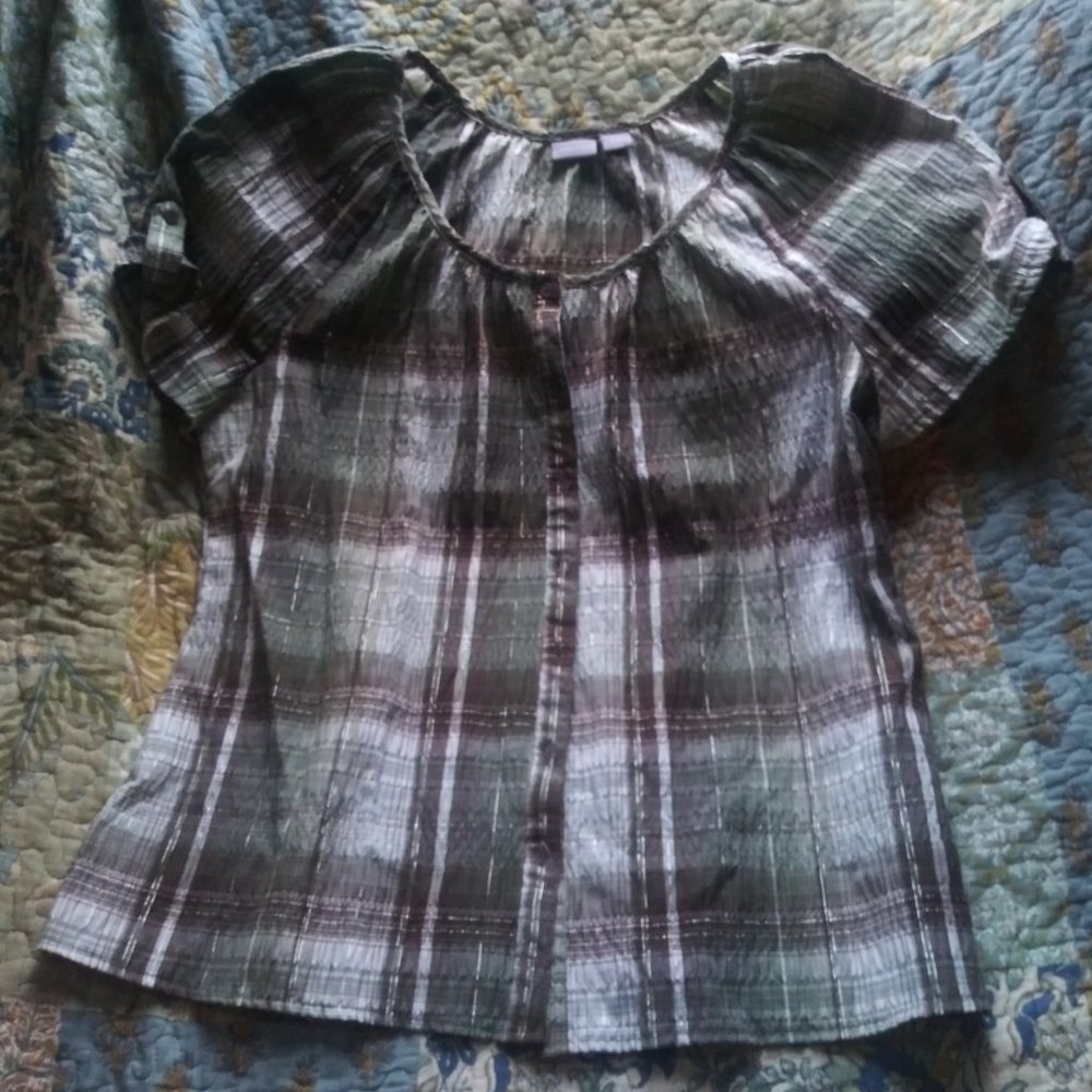 Button-Down Peasant Top